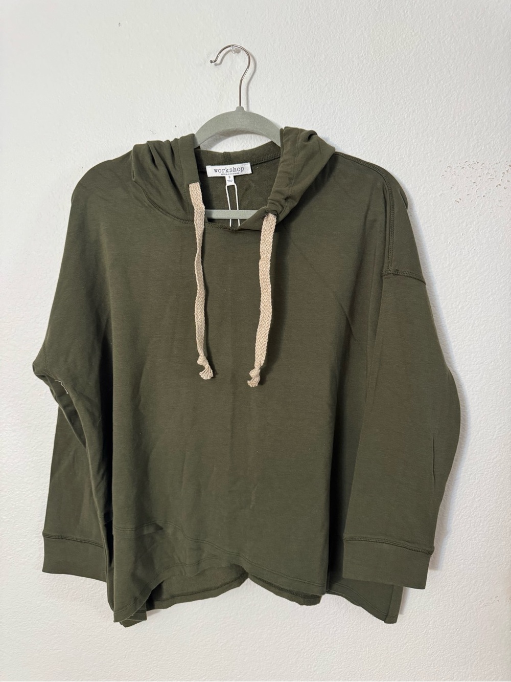Workshop Republic Olive Green Hoodie with Natural Cream Drawcords